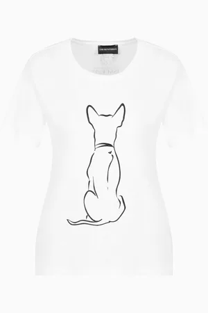 Emporio Armani T-Shirt aus Stretchjersey mit dem Aufdruck „We love dogs #27“