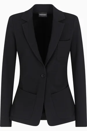 Emporio Armani Einreihiges Sakko aus Strick-Jersey in Jacquard-Stoff-Verarbeitung