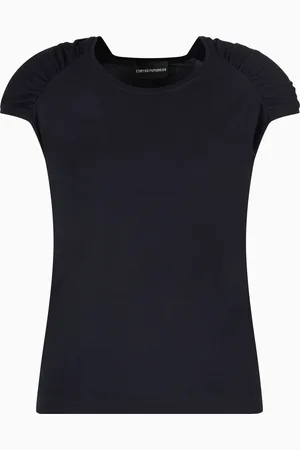 Emporio Armani T-Shirt mit gerafften Ärmeln, gefertigt aus Stretchjersey