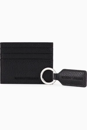 Emporio Armani Geschenkset mit Kartenetui und Schlüsselanhänger aus getrommeltem Leder