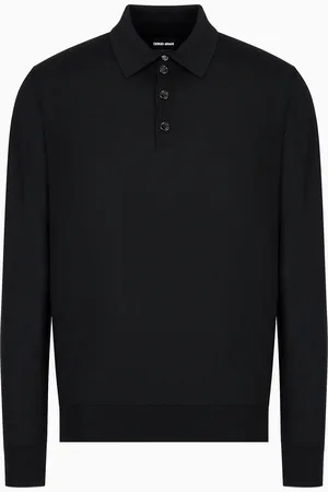 Giorgio Armani Poloshirt mit langen Ärmeln aus Schurwolle
