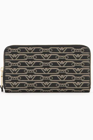 Emporio Armani Portemonnaie mit Rundum-Reißverschluss und Allover-Monogramm-Print