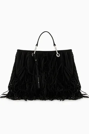 Emporio Armani MyEA mittelgroßer Shopper mit Fransen im Veloursleder-Look