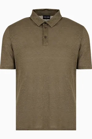 Giorgio Armani Jersey-Poloshirt mit kurzen Ärmeln aus reinem Leinen