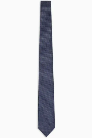 Emporio Armani Krawatte aus reiner Seide mit kleinem Karomuster in Jacquard-Stoff-Verarbeitung