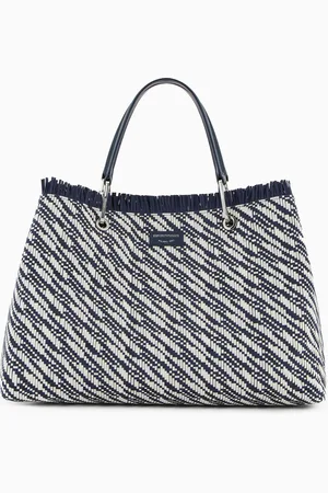 Emporio Armani Großer Shopper MyEA aus geflochtenen Panama-Strohfasern