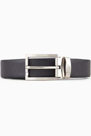 Emporio Armani Wendegürtel aus geprägtem, zweifarbigem Leder mit geprägtem Allover-Adler