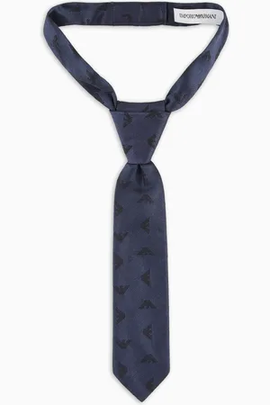Emporio Armani Krawatte aus reiner Jacquard-Seide mit Allover-Adlermotiv