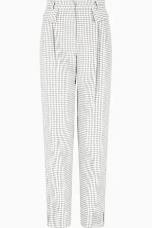 Emporio Armani Icon Hose mit Bundfalten und Hahnentritt-Muster in Jacquard-Stoff-Verarbeitung