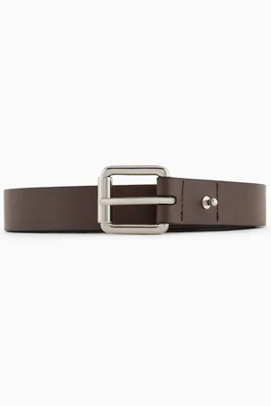 Emporio Armani Gürtel aus glattem Leder mit Adler-Plakette