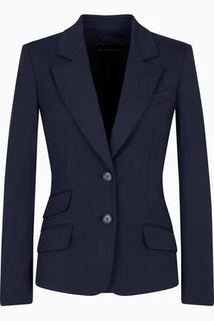 Emporio Armani Einreihiger Blazer aus kompaktem Baumwollstretch