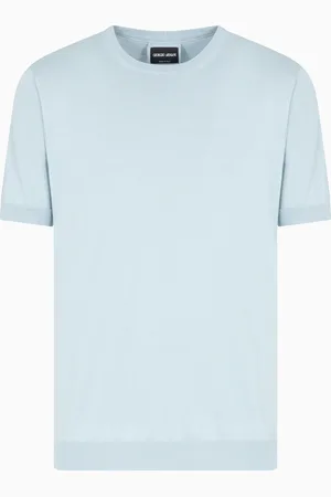 Giorgio Armani Pullover mit Rundhalsausschnitt und kurzen Ärmeln aus Seide und Baumwolle