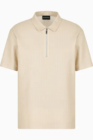 Emporio Armani Poloshirt aus mikroperforiertem Strick mit Reißverschluss