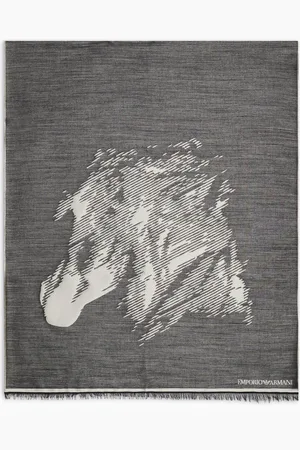 Emporio Armani Stola aus einer Modal-Mischung in Jacquard-Stoff-Verarbeitung mit Pferdemotiv