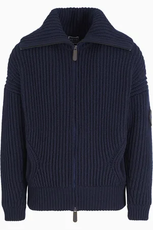 Giorgio Armani Neve Pullover mit Reißverschluss, gefertigt aus geripptem Kaschmir