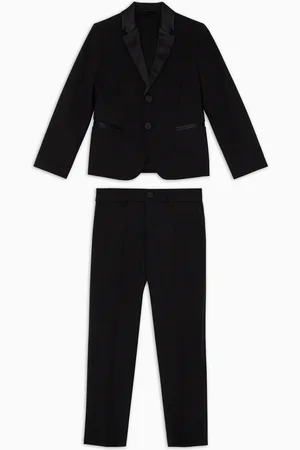 Emporio Armani Einreihiger Smoking aus Wollfresko mit Satindetails