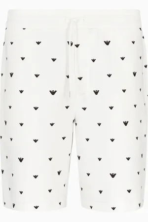 Emporio Armani Bermudashorts aus doppellagigem Jersey mit durchgehender Mikroadler-Stickerei