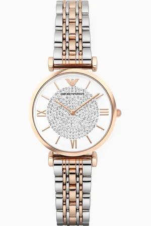 Emporio Armani Damen-Zweizeigeruhr mit zweifarbigem Edelstahlarmband