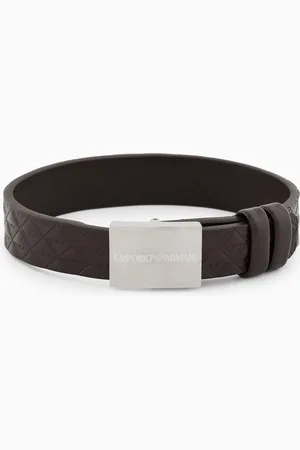 Emporio Armani Armband mit Riemen aus schwarzem Leder
