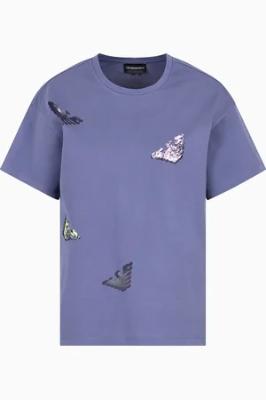 Emporio Armani T-Shirt aus Baumwolljersey mit Devoré-Logo