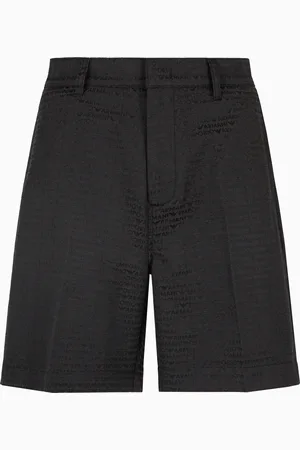 Emporio Armani Bermudashorts aus Jacquard-Stoff mit Allover-Schriftzug