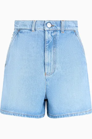 Emporio Armani Shorts J77 mit hohem Bund aus Denim in Used-Optik
