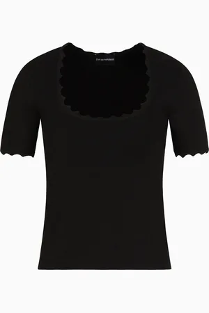 Emporio Armani Top mit ausgefransten Profilen aus Heavy Jersey