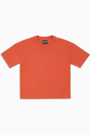 EA7 Logo Series Boy T-Shirt mit Rundhalsausschnitt aus Baumwolle