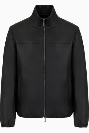 Emporio Armani Blouson mit durchgehendem Reißverschluss aus Semianilin-Lammnappaleder