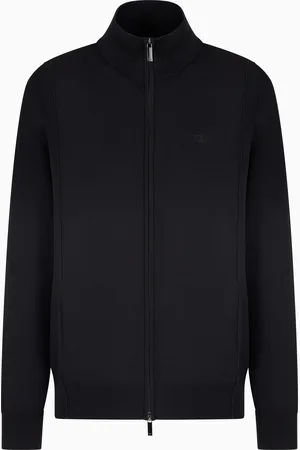 Emporio Armani Cardigan mit durchgehendem Reißverschluss aus einfarbigem Strick