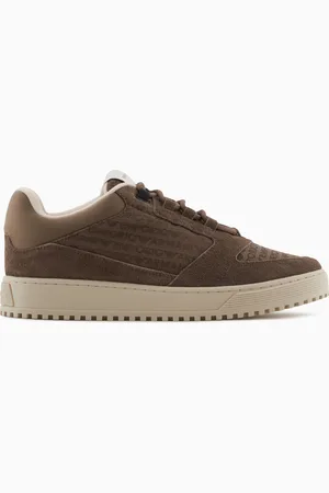 Emporio Armani Sneaker aus Jacquard-Stoff mit Logo-Schriftzug und Veloursleder