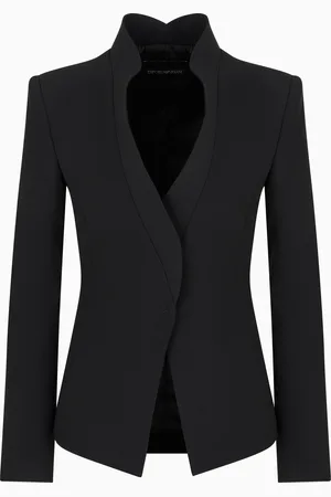 Emporio Armani Jacke aus Crêpe-Cady mit geformten Profilen in Rüschen-Optik