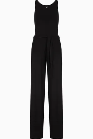 Emporio Armani ASV Beachwear Jumpsuit mit Logo und Mikro-Nieten aus recycelter Viskose