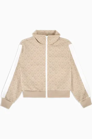 Emporio Armani ASV Sweatshirt mit durchgehendem Reißverschluss aus Jersey in Jacquard-Verarbeitung mit Allover-Adlermuster