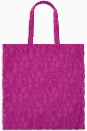 Emporio Armani ASV Beachwear Shopper aus Stoff mit fettgedrucktem Logo in 3D-Optik