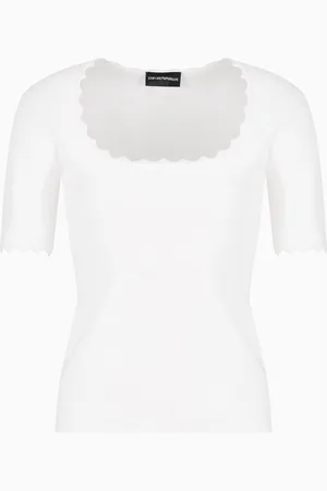 Emporio Armani Top mit ausgefransten Profilen aus Heavy Jersey