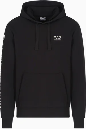 EA7 Logo Series Sweatshirt mit Kapuze und Rei??verschluss, gefertigt aus Baumwolle