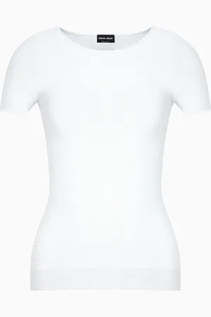 Giorgio Armani Pullover mit kurzen Ärmeln aus Viskose mit Links-Verarbeitung