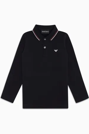 Emporio Armani Poloshirt mit langen Ärmeln aus Pikee mit Stretchanteil und profiliertem Kragen