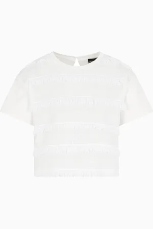 Emporio Armani Jersey-T-Shirt mit Fransen, gefertigt aus Supima-Interlock