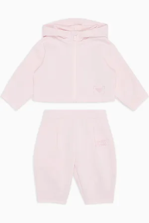 Emporio Armani Trainingsanzug mit Sweatshirt mit Reißverschluss und Kapuze aus Jersey mit Cupro-Haptik
