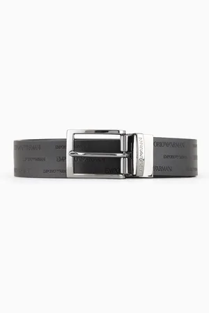 Emporio Armani Wendegürtel aus Leder mit geprägtem Allover-Lettering