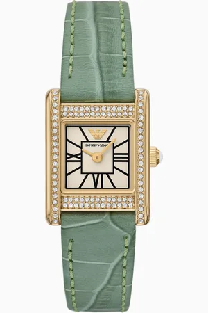 Emporio Armani Zweizeigeruhr aus grünem Leder