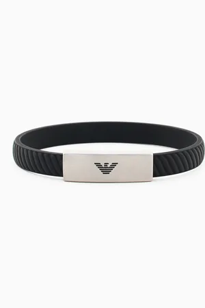Emporio Armani Armband aus Edelstahl und schwarzem Silikon