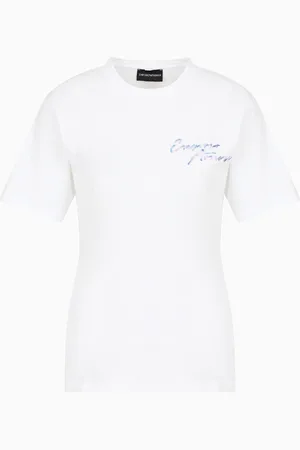 Emporio Armani ASV T-Shirt aus Jersey mit mehrfarbiger Stickerei und Logo