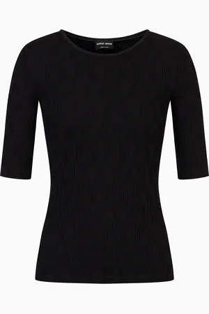 Giorgio Armani Pullover mit Rundhalsausschnitt aus Viskosejersey in Jacquard-Verarbeitung