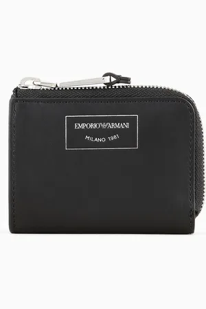 Emporio Armani ASV Mini-Portemonnaie mit Rundum-Reißverschluss aus organischem Leder
