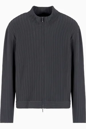 Emporio Armani Cardigan mit durchgehendem Reißverschluss aus Viskose mit vertikalem Ottoman-Stich der Icon-Kollektion