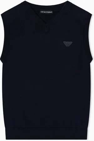 Emporio Armani ASV Weste mit V-Ausschnitt aus Wollmischgewebe