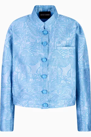 Emporio Armani Jacke mit Grandad-Kragen mit durchgehender Jacquard-Stoff-Verarbeitung